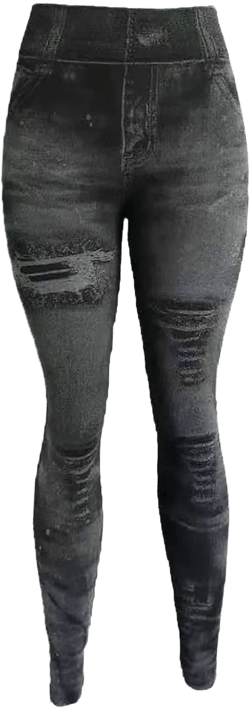 Womens Casual Leggings Fake Jeans Seamless Full Length Tights High Waisted Stretchy Jeggings Workout Yoga Pants X-Large Deals _Black