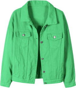 SANGTREE Women's Button Down Denim Jacket Large Green