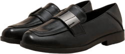 Casual Square Toe Flat Loafers, Slip-On Women Leather Shoes, Work Shoes