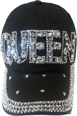 Popfizzy Queen Hats for Women, Bedazzled Queen Gifts, Bling Hats for Women, Sparkly Rhinestone Hat, Trendy Queen Accessories One Size Queen Hat (Black)