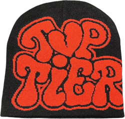 CORIRESHA Men Women Letter Graphic Y2k Beanie Knitted Hats Warm Winter Outdoor Caps One Size Black Red