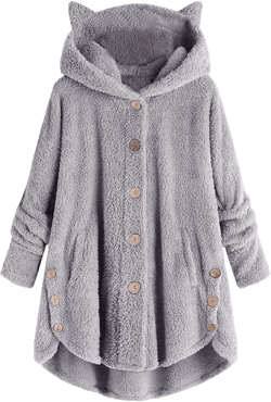 Cat Ear Hoodie Women's Plus Size Coats Hoodies for Women Hoodies for Teen Girls Cute Button Up Bear Hoodie with Ears 01-gray 3X-Large