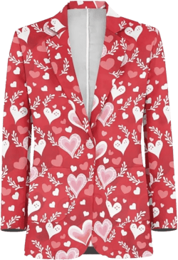 Adult Men Blazer Suit Regular Fit Business Jacket Suit Plus Size XS-5XL Breathable Lightweight Notched Lapel Large Red Heart Love