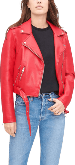 Levi's Women's Belted Faux Leather Moto Jacket (Regular & Plus Size) Large Red