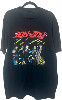 Bon Jovi Black Red Blue Yellow Logo Graphic Short Sleeve Tee Shirt Top XL C120 L78
