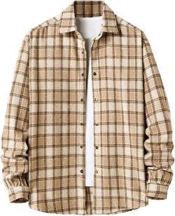 Burband Unisex Mens Womens Long Sleeve Flannel Shirts Casual Button Up Plaid Shirts Corduroy Oversized Boyfriend Jackets 9-khaki