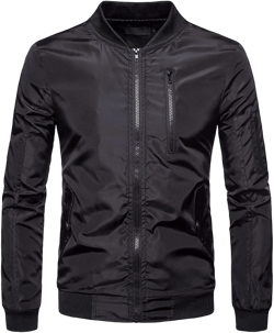 Maiyifu-GJ Men's Bomber Jacket Military Lightweight Windproof Windbreaker Casual Full Zip Fall Winter Warm Coats Outwear (Black,Large)