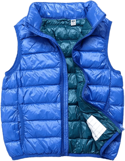 SK Studio Boys Girls' Light Weight Down Vest, Kids Lightweight Sleeveless Jacket, Boys Girls Puffer Down Vest 8-9 Years Style 3 Blue