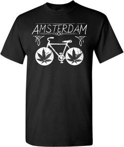 Amsterdam Marijuana Shirt - Pot Leaves On Bicycle Design Legalize Weed Tshirt
