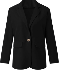 Andongnywell Women's Casual Long Sleeve Lapel with Button Work Office Blazer Jacket Suits Outwear 4 Black