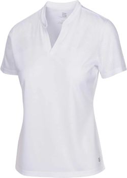 Three Sixty Six Women’s Collarless Golf Polo Shirt - Dry Fit, Breathable, Compression Golf Tops Short Sleeve Large Optic White