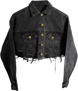 Short Jean Jacket Women's Ripped and frayed Casual Jean Jacket Women's Denim Tops Small A-black