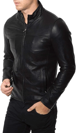 Azrah 100% Leather Jacket for Men - Round Collar Slim Fit - Moto, Bomber, Biker Winter Wear XX-Large Black 52rc