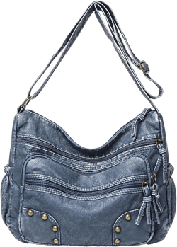 Soft Leather Handbag for Women Multi-Pocket Crossbody Bag Waterproof Shoulder Bag Ladies Casual Messenger Bags Blue