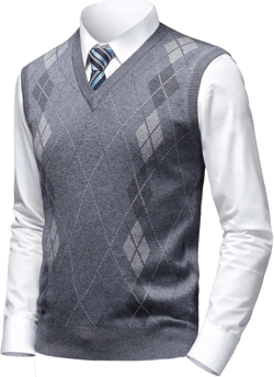 Mens Argyle Sweater Vests Classic V-Neck Sleeveless Pullover Grey Black Knitwear Nice Tank Tops for Dad Husband Small B-dark Grey