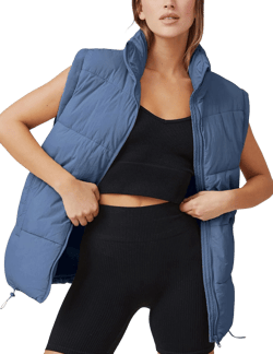 Zhiyouni Womens Puffer Vests Sleeveless Puffy Jackets Stand Collar Zipper Coats
