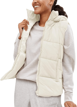 Lentta Women's Sleeveless Quilted Winter Warm Hooded Puffer Vest Padded Gilet Coat