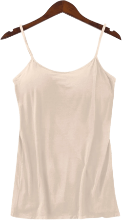 Camisole Tops for Women Built in Bra,2024 Summer Trendy Adjustable Spaghetti Strap Workout Shelf Bra Layer Cami 4X-Large A-beige