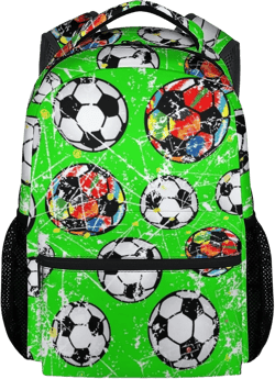 Boys Backpack for Soccer, 17 Inch Cool Backpacks for Kindergarten, Green Durable Bookbag for Soccer Lovers 2-1soccer