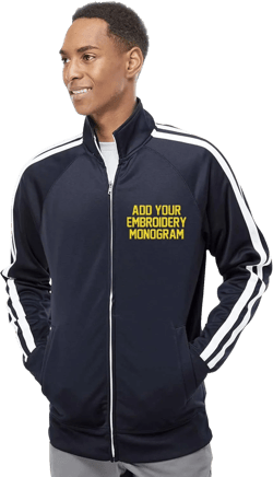 TEEAMORE Custom Track Jacket Personalized Text Embroidered Monogram Unisex Adult Sport Full-Zip Jacket Add Your Monogram Medium Classic Navy