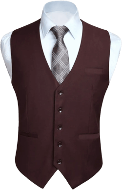 HISDERN Men's Suit Vest Business Formal Dress Waistcoat Vest with 3 Pockets for Suit or Tuxedo Slim Fit X-Large Brown