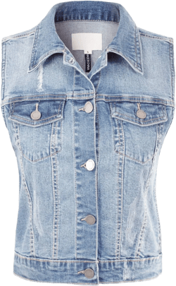 Design by Olivia Women's Junior Fit Sleeveless Button up Jean Denim Jacket Vest 2X Distressed Light Denim