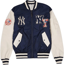 Men’s Basketball NY Yanks Bomber Jacket | MA-1 Baseball League Vintage New York Varsity Polyester Jacket Varsity Jacket Men Large Blue
