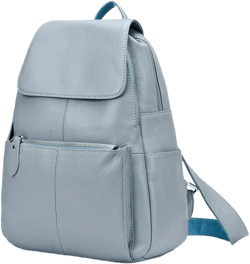 15 Colors Real Soft 100% Genuine Leather Women Backpack Fashion Ladies Travel Bag Preppy Style For Woman (Blue Grey)