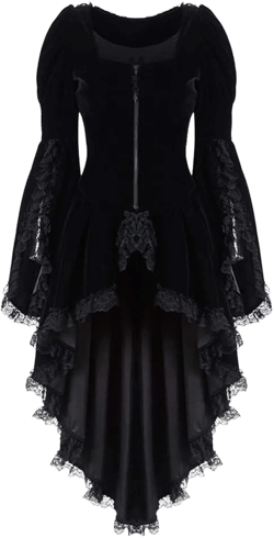Aniywn Plus Size Women Steampunk Blazer Coat Jacket with Lace Hem Retro Zipper Tuxedo Gothic Jacket Small Black