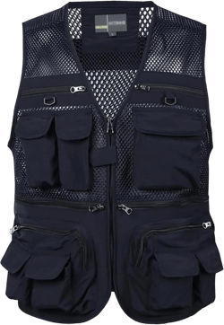 Mens Outdoor Fishing Vest Safari Travel Photography Vests Jacket Multi Pocket Small 02#navy