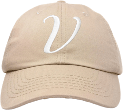 Dalix Initial Letter V Hat Teal One Size Khaki