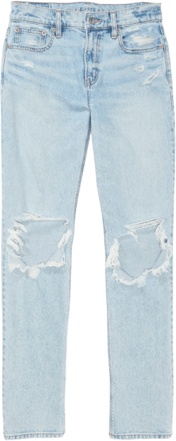 AE Stretch Super High-Waisted Ripped Ankle Straight Jean
