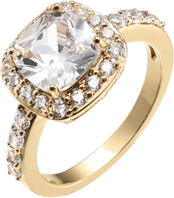 Square Rings Wedding Party Statement CZ Cocktails Gold Plated Classic Fashion Size 4-12 (Gold Clear, 6)