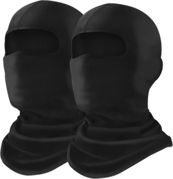 YESLIFE 2 Pieces Ski Mask, Balaclava Face Mask for Men and Women – Skiing, Snowboarding, Motorcycle & UV Protection Black