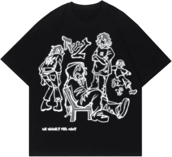 Vamtac Oversized Graphic Tees Y2k Vintage Tops for Men Women Streetwear Unisex T Shirts Medium Black
