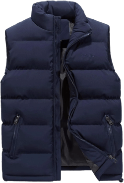Ymosrh Mens Jackets Fashion Men's Autumn/Winter Solid Colour Warm Down Cotton Zip Vest Winter Coats for Men XX-Large Blue
