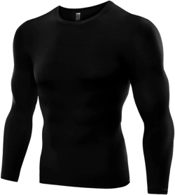 Hotfiary Men's Compression Shirts Single Sleeve Athletic Shirts 1/2 Long Sleeve Baselayer Short Sleeve T-Shirts Tops Sports X-Large Black#1