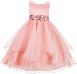 ekidsbridal Asymmetric Ruffled Organza Sequin Flower Girl Dress Toddler Girl Dresses 8 Peach