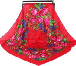 Russian Floral Scarf Flower Handkerchief Ethnic Printed Shawl Women Hijab Scarf Headband Scarf Bandana