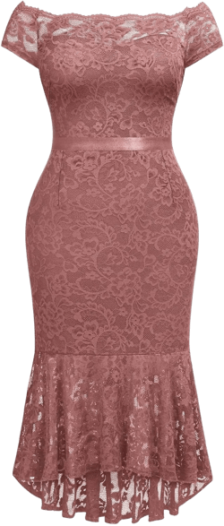 Miusol Women's Plus Size Elegant Lace Off Shoulder Mermaid Hem Cocktail Formal Evening Dress 3X-Large Plus Cinnamon Pink