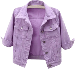 Denim Jacket for Women Lapel Button Down Half Sleeve Cropped Blue Jean Jackets Fall Outfits 2024 Prime of Day XX-Large A-purple