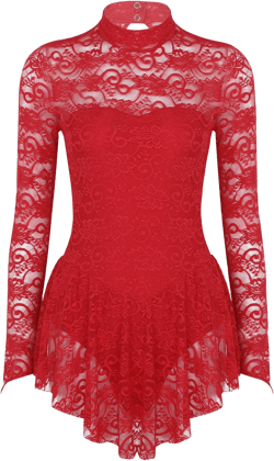 YiZYiF Women Girls Ice Skating Dress Figure Roller Skating Dance Costume Leotard Dress X-Small Red