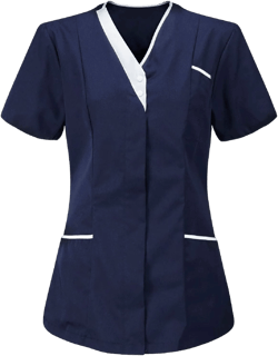 Best Cyber of Monday Deals Nurse Uniforms Women US Wrap Mock Nurses Top Cute Printed V Neck Shirt Workwear Spa Nail Salons Nurse Scrubs Tunic Blouses, Medium, 1#navy