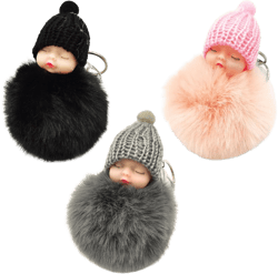 3Pcs Keychain Cute Fluffy Plush Mini Doll Keychain for Women Bags Key Ring Gift Decoration Accessories Hanging Gift