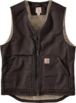 Carhartt Men's Relaxed Fit Washed Duck SherpaLined Vest Dark Brown Large Big Tall