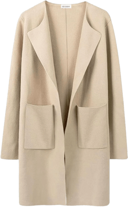 Women's Casual Long Sleeve Draped Open Front Knit Pockets Long Cardigan