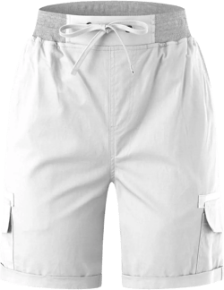 Cargo Shorts Women Loose Casual Shorts Outdoor Hiking Shorts Golf Running Athletic Shorts Summer Lightweight Pockets Medium White