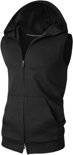 Maiyifu-GJ Men's Zip Up Workout Tank Tops Bodybuilding Fitness Sleeveless Hooded Vests Slim Lightweight Casual Gym Hoodies X-Large Black
