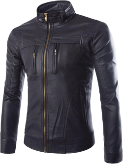 Maiyifu-GJ Men's Full Zip Stand Collar Biker Jacket Solid Faux Leather Motorcycle Jackets Lightweight Casual Pu Bomber Coat (Black,Medium)