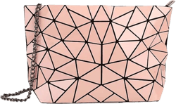 Ulalaza Geometric Lattice Luminous Purse Chain Crossbody Clutch Purses Tote Handbags Holographic for Women 1-8